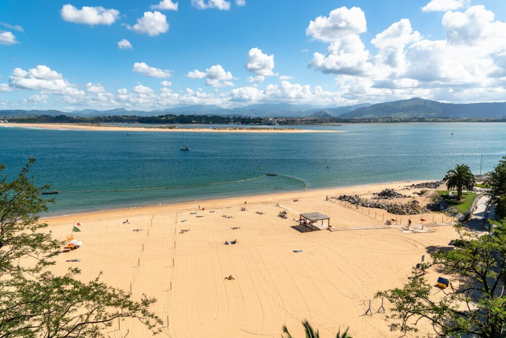 Beach of Los Peligros in the Bay of Santander, Spain.